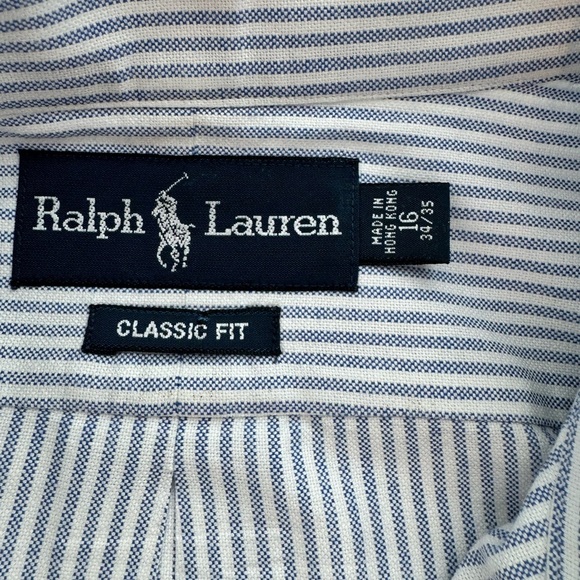 Ralph Lauren Men’s Striped Button Down Classic Fit Size 16-34/35 - Picture 6 of 8